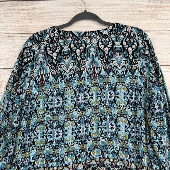J. Jill V-Neck Floral Watercolor Tunic Blouse Women's Size Large Multicolor - Picture 4 of 12